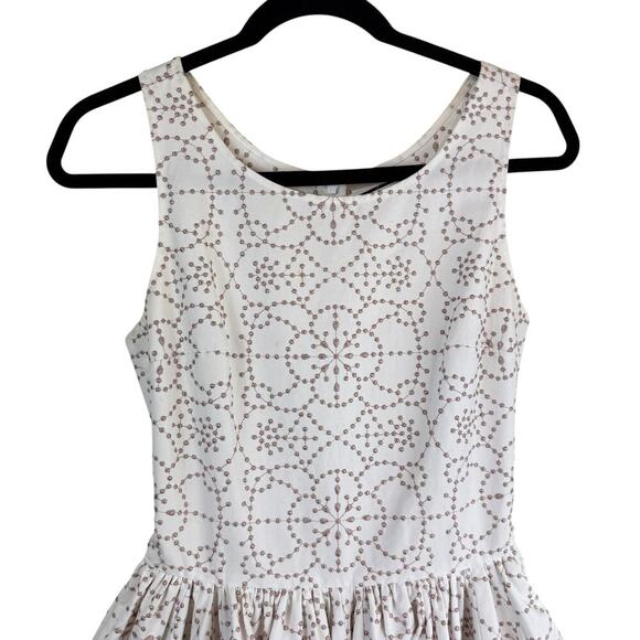Alaia Paris Floral Embroidered Sleeveless Skater Dress Boho Chic White Size 40/S - Picture 3 of 11